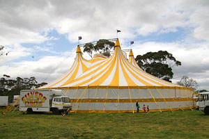 A modern high tech Circus venue assembles quickly